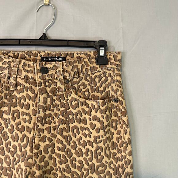 Lucky Brand Jeans 25 Leopard Print Brown High Rise Straight Bridgette Ankle - Picture 5 of 13
